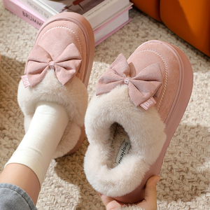 Pantuflas Coreanas de Marca Privada con Bordado Floral, Cómodas, de Felpa y Algodón para Invierno, Uso Doméstico, Suela de EVA para Verano y Otoño - Product Image 3