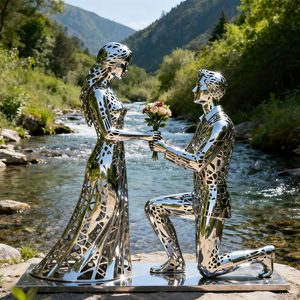 Grande statua di coppia vuota su misura dell'acciaio inossidabile per il punto di riferimento moderno del giardino e del paesaggio della città - Product Image 2