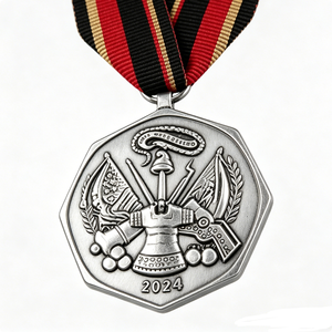 Médaille commémorative en métal personnalisée, design octogonal en relief 3D avec ruban, médaille de récompense plaquée pour les services rendus - Product Image 5