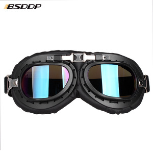 Klassieke retro vintage motorbril Moto lederen bril voor piloot Koperen open helm Fietsbril Bril voor ATV - Product Image 5