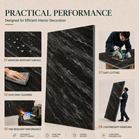 Panel Dinding Modern MORLENX Marmer Hitam Urat Putih Arang Bambu untuk Proyek Kantor, Ruang Tamu, Hotel, Kamar Tidur, dan Ruang Makan