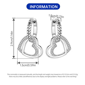 Pendientes de corazón de latón blanco de doble capa, pendientes de moda de alta gama originales, venta al por mayor para mujer - Product Image 2