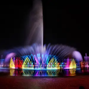 Al aire libre jardín decorativo lugar público niños jugando a las tierras secas de piso de acero inoxidable música de baile de la fuente de agua