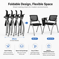 Chaise de formation pliable professionnelle avec tablette d'écriture en alliage d'aluminium et fonction d'empilage pour salle de réunion