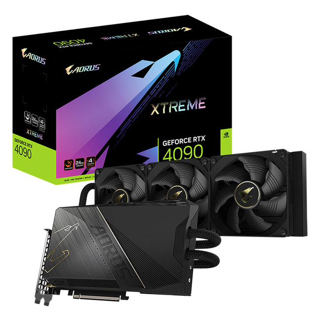 Used GIGABYTE AORUS GeForce RTX 4090 XTREME WATERFORCE 24G Graphics Card With 24GB GDDR6X 384-bit Memory Support OverClock
