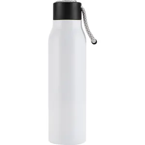 Nieuwe Collectie Sport Draagbare Dubbelwandige Thermoskan Tumbler Custom Roestvrij Stalen Fles Water 600Ml Met Rubberen Band