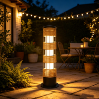 Lampe solaire de jardin moderne à LED imperméable en rotin pour l'extérieur, idéale pour la pelouse, la terrasse, la cour, le trottoir et l'éclairage paysager