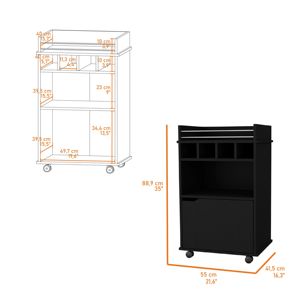 DB Black 1-Door Storage <b>Cart</b> Elegant <b>Bar</b> <b>Cart</b> Design - Product Image 6