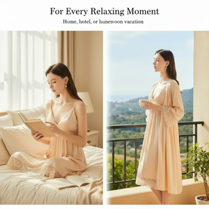 Nouvel ensemble de pyjama deux pièces haut de gamme pour femme, sexy, avec bretelles, taille élastique, doux, respirant, en dentelle ajourée, 100 % soie - Product Image 4