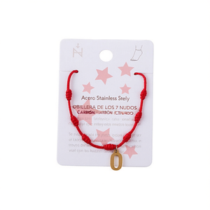 Cavigliera in Acciaio Inossidabile con Nodo a Sette Stelle e Lettera O, Cordoncino Rosso Fatto a Mano, Gioiello Portafortuna per Donne e Ragazze - Product Image 1