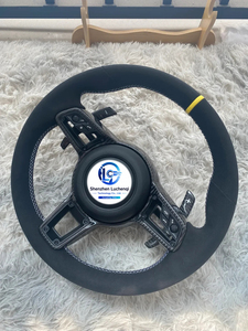 Volant en carbone tissé brillant, cuir Nappa doux pour la peau, plusieurs couleurs de surpiqûres personnalisées pour <span class=keywords><strong>Porsche</strong></span> - Product Image 6