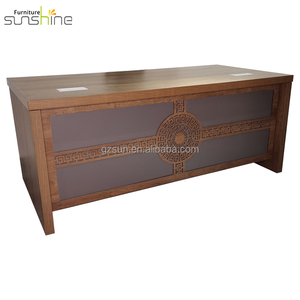 Guangzhou muebles de oficina de melamina de alta calidad en forma de L escritorio jefe de lujo último diseño de escritorio de oficina de madera - Product Image 2