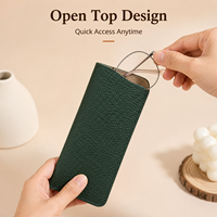 HASSION Vente en gros de sacs à lunettes en cuir véritable, étui portable pour lunettes de soleil, étui personnalisé pour lunettes