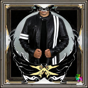 แจ็คเก็ตหนังแท้ทรงสลิมฟิต คอตั้ง ซิปหน้า ดีไซน์ทันสมัย คุณภาพสูง สีดำ/สีงาช้าง สำหรับผู้ชาย เหมาะสำหรับฤดูหนาว - Product Image 3