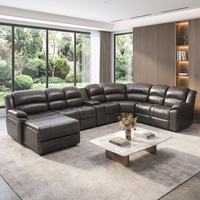 Canapé d'angle électrique inclinable en U haut de gamme moderne, en tissu microfibre, avec pieds en bois et rangement, grand canapé modulable pour salon