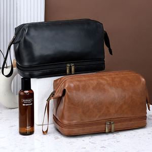 Bolsa de Afeitado para Hombre, Neceser de Cuero Pu, Organizador de Cosméticos de Viaje Impermeable, Compra en Línea a Granel - Product Image 1
