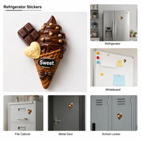 XJY Creative réfrigérateur autocollant crème glacée chocolat ornements message 3D stéréoscopique en plastique souple autocollants magnétiques