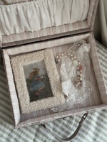 Ensemble de valises de voyage en tissu de coton rayé, boîte-cadeau brodée pour enfants, boîte de rangement personnalisée pour jouets, bibelots et bijoux pour bébé, anniversaire