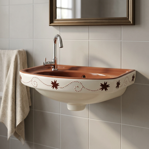 Lavabo Cuadrado de Cerámica Moderno para Montar en la Pared con Pedestal, Lavabo Ecológico para Uso en Centros Comerciales y Cocinas - Product Image 1