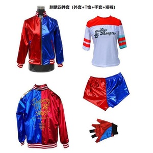 Costumes de Cosplay pour Enfants <span class=keywords><strong>Suicide</strong></span> Squad Fête Harley-Quinn Déguisement Cosplay T-Shirt Cinéma & Télévision à Paillettes Court pour Enfants & Adultes - Product Image 1
