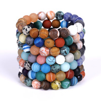 Pulsera del Universo y la Galaxia, Sistema Solar Ajustable con Ocho Planetas, Pulseras para Hombre, Cuentas de Piedra Natural Ajustables, Brazaletes de Estrellas para Mujer