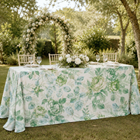 Nappe rectangulaire en polyester à motif floral personnalisé, prix d'usine, vente en gros, pour mariages, événements et location de fêtes
