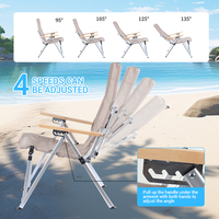 Chaise de camping pliable en aluminium à cinq positions réglables, design moderne, portable, pour la plage, le pique-nique, la pêche
