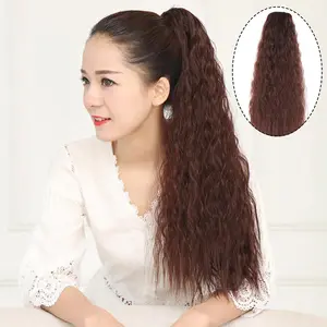 WP-06QT 22" 120g 28" 200g Corn Curly Wave Drawstring Ponytail Synthetic High Puff Hair Pieces With Comb Clip in Wavy Ponytails