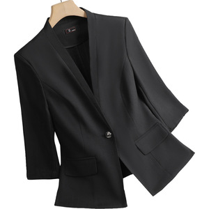 Women's Three Quarter Sleeve Blazer Solid Color Anti Wrinkle Professional Work Suit Slim Fit Spring New Style - Product Image 5