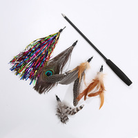 6 pièces ensemble luxe jouets pour animaux de compagnie interactif chat bâton chat canne à pêche jeu baguette plume bâton jouet avec cloche coloré chat Teaser jouet