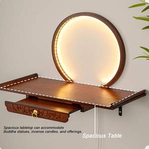 Tütsü teklifleri için LED ışık küçük budist kabine meditasyon ile duvara monte buda sunak raf Shrine - Product Image 2