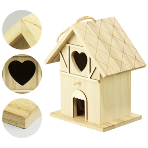 Maisons d'oiseaux en plein air, dégagement de cabane à oiseaux en bois naturel 2 trous Bluebird Finch Cardinals Rooms Hanging Birdhouse - Product Image 5