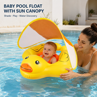 Bouée de piscine pour bébé en forme de canard avec auvent amovible et siège textile flexible pour collections de vente au détail personnalisées