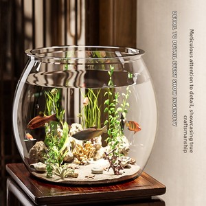 Pecera Redonda <span class=keywords><strong>de</strong></span> Plástico Ecológica para Interiores, Mini <span class=keywords><strong>Acuario</strong></span> para Sala <span class=keywords><strong>de</strong></span> Estar/Oficina sin Iluminación/Filtro/Calefacción - Product Image 2