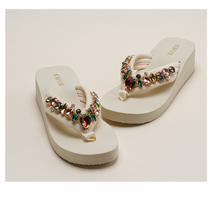 Sandalias de Plataforma con Pedrería para Mujer, Estilo Verano, Nuevas, con Tacón de Cuña, Antideslizantes, para Playa - Product Image 5