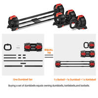 Ensemble d'haltères réglables 24 kg 3-en-1 : Kettlebell, Barre d'haltères et Haltères lestés pour la musculation à domicile et l'entraînement de force – Équipement de fitness robuste