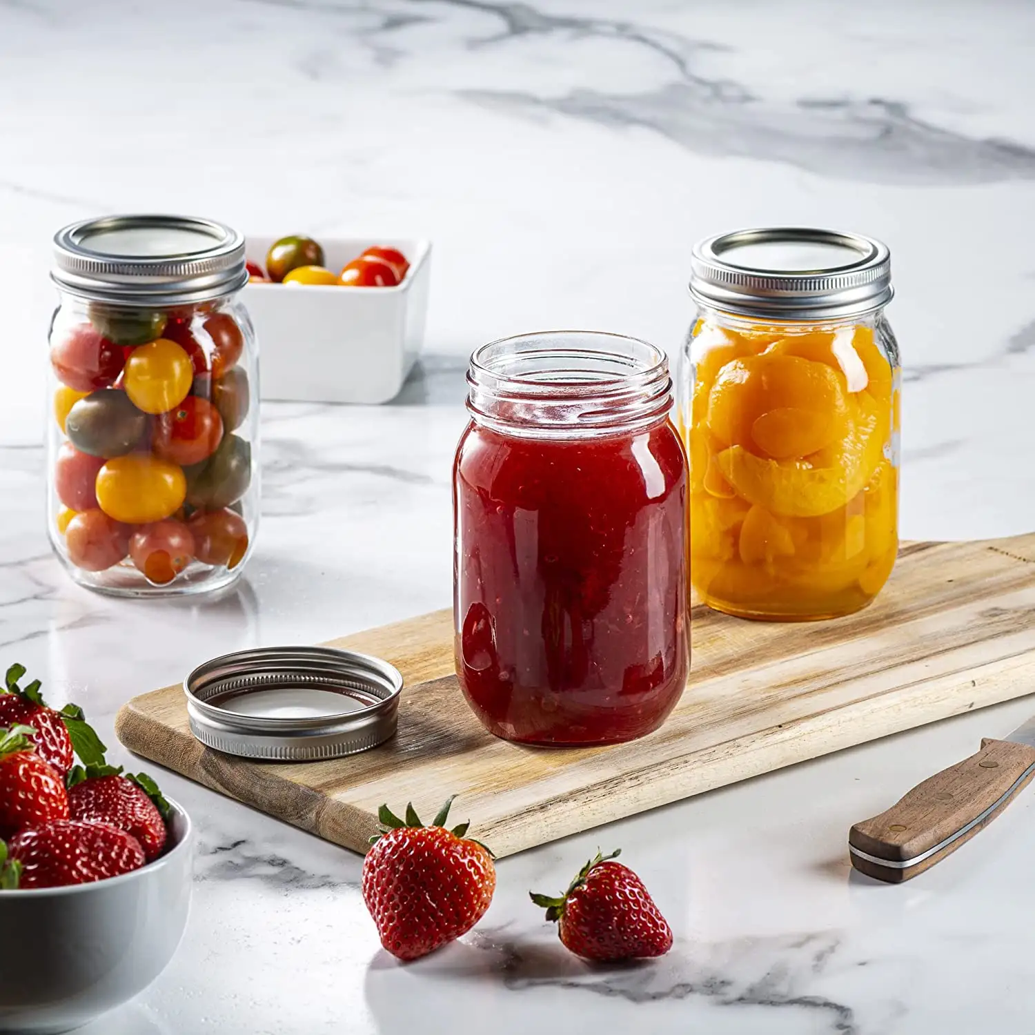 Wide Mouth Glass Mason Jars 150ml 250ml 380ml 500ml 750ml 1000ml 32oz storage jar containers with metal lid for pickle jam honey
