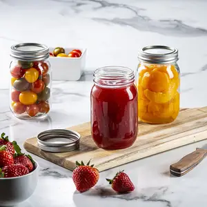 Wide Mouth Glass Mason Jars 150ml 250ml 380ml 500ml 750ml 1000ml 32oz Storage Jar Containers With Metal Lid For Pickle Jam Honey