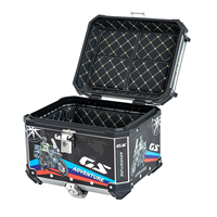 Boîte à bagages universelle pour moto 45L en acier inoxydable, style voyage mondial noir personnalisé, fournisseur OEM en gros