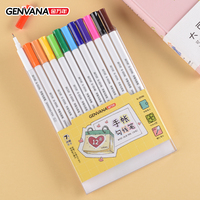 Marqueurs d'aquarelle GENVANA en gros, pointe fine 0,4 mm, 12 couleurs, marqueurs artistiques à base d'eau PLA pour dessin, croquis et coloriage, en vrac