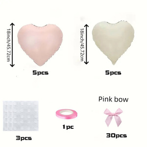 Globo de Aluminio en Forma de Corazón Rosa y Blanco al por Mayor con Lazo Rosa para Decoración de San Valentín, Bodas, Cumpleaños, Baby Shower y Aniversarios - Product Image 4