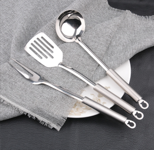 DFT55 Spatule de cuisine à manche plat, petite spatule à égoutter, cuillère à soupe, fourchette à viande, ustensile de cuisine domestique, cuillère-fourchette pour égoutter - Product Image 1