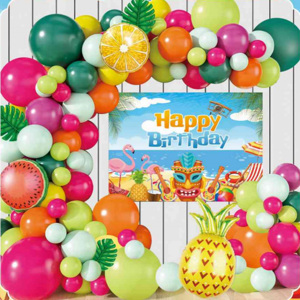 Set Balon Lengkung Garland Tema Pesta Buah Hawaii Kain Latar Belakang Poster Selamat Ulang Tahun Dekorasi Pesta Ulang Tahun Anak-anak Dewasa - Product Image 1