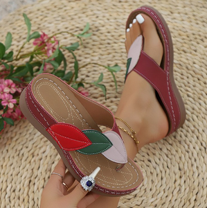 Sandali <span class=keywords><strong>da</strong></span> Donna con Fiori e Blocchi di Colore, Nuovo Prodotto Estivo 503, Suola Spessa, Taglia Grande, Sandali con <span class=keywords><strong>Clip</strong></span> - Product Image 4