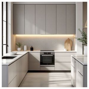 Prima Modern Modular <strong>Kitchen</strong> Cabinet Melamine Wooden Base Wall <strong>Cupboard</strong> Moisture Proof Custom Size Apartment <strong>Kitchen</strong> Cabinet - Product Image 1