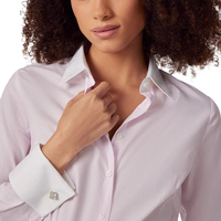 Logo personnalisé d'usine 100% coton poignets français rayures fines col contrasté boutonné robe formelle chemises pour femmes pour les affaires