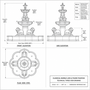 Fontana in Marmo Classica Europea di Grandi Dimensioni per Decorazione Esterna di Ville con Sculture di Leoni <span class=keywords><strong>e</strong></span> Figure - Product Image 2