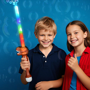 Summer New Electric Fully Automatic <b>Light</b>-Up Dinosaur Bubble Sword Glow <b>Stick</b> with PE Material Unisex for Kids - Product Image 3