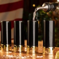 Nouvelle conception, noir, 1,5 oz, calibre 12, en forme de cartouche, mini-gobelet à whisky en plastique épais réutilisable, compatible micro-ondes, pour les fêtes