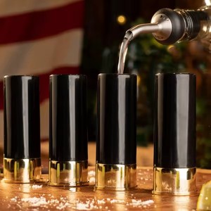 Nouvelle conception, noir, 1,5 oz, calibre 12, en forme de cartouche, mini-gobelet à whisky en plastique épais réutilisable, compatible micro-ondes, pour les fêtes - Product Image 4